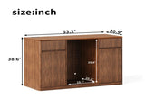 53.2"Fluted Buffet Wine Cabinet with Mini Fridge Nook, Charging 40205008