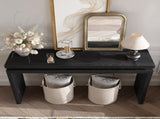60'' Black Farmhouse Console Table - Retro Wooden Entryway Table with Double Board Suspension W1445P317059