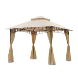 ZNTS 10ft x 10ft Outdoor Patio Gazebo Canopy Tent Beige 33119017