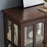 LED Curio Display Cabinet,Antique Display Cabinet with Adjustable Shelves,Retro Design Quality W2275P231694