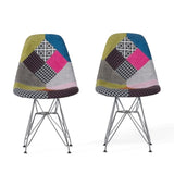 Patchwork Accent Chair Bohemian Style Fabric Chair with Chromed Legs Geometric Pattern Chair, 18"D 56395.00