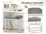 24 Inch Saddle Bar Stool Set of 2 PU Leather Counter Stools with Steel Frame and Footrest, Gray 60001558