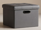 15-Inch Storage Ottoman, Dark Gray Synthetic Leather 81376274