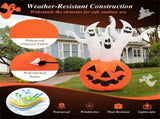 6ft Halloween Inflatable Ghost & Pumpkin Decoration - Colorful Rotating Flame Light, 190T Waterproof 31184295