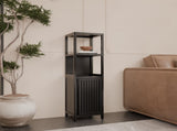A 52-foot-tall black linen tower bamboo storage cabinet, suitable for main living spaces such as W2207P327623