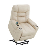 Nairi Ivory Leather Aire Power Motion Recliner with Lift, Heating & Massage Function B2726P245481