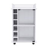 Dukat Bar Cart,Two Shelves, Six Built-in Wine Rack, Four Casters -White B20091850