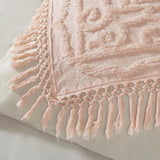 Tufted Cotton Chenille Medallion Fringe Coverlet Mini Set Blush Full/Queen B03597525