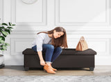 Ottoman with Storage Bench, 43-inch Storage Ottoman, Leather, Brown 55399533