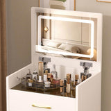 3 in 1 Vanity Desk with open Top Mirror,Small Make Up Vanity Set with Visible Glass Desktop,Compact W509P238992