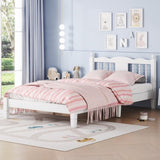 ZNTS Twin Bed with Column-Decoration Headboard, with Bed Slats,White W504P169500