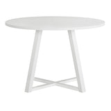 ZNTS Edo Contemporary Round Dining Table, Trestle Base, White Finish T2574P182644