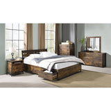 ZNTS Rustic Oak and Black Chest with 5-Drawer B062P189229