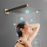 Brushed Gold System 10 Inch Bathroom Luxury Rain Mixer Combo Set Wall Mounted Rainfall W1932P197196