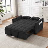 ZNTS Modern Velvet Loveseat Futon Sofa Couch w/Pullout Bed,Small Love Seat Lounge Sofa w/Reclining W1359P183643