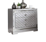 Silver Finish 1pc Nightstand Bedside Table Hidden Jewelry Drawer Chrome Square Knob USB Charger B011P165671