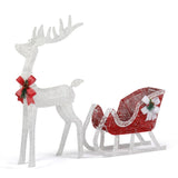4ft Lighted Christmas Reindeer & Sleigh Outdoor Yard Decoration Set with LED Lights, Red & White 05667609