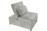 ZNTS Convertible Wide-Welt Corduroy Sofa Sleeper Sofa Chair W/ Pull-Out Bed Ash B089P296905