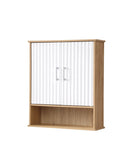 Bathroom Wall Cabinet with Double - Door, Bottom Wavy - Patterned Doors, Adjustable Inner W3151P288945