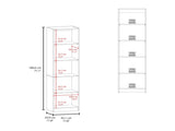 Natural Oak and White 5-Shelf Bookcase with Open Storage B062P355526