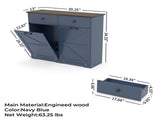 Farmhouse Blue Double Tilt Out Trash for 20 Gallon Trash Cans, Free Standing Recycling W2557P324526