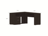 L-Shaped Desk, Keyboard Tray, Two Drawers, One Open Shelf, Black B097133035