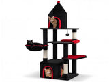 Gothic 5-Level Cat Tree 63" Tall with Sisal Scratching Posts Black Red Cat Tower 42411878