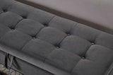 58.6" Bed Bench Metal Base with Storage Grey Velvet W1097119559