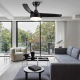 YUHAO 42-Inch 3-Blade Matte Black DC Motor Modern Contemporary LED Ceiling Fan-42 x 42 x 10.34 W1367P183809