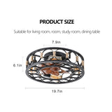 Caged Ceiling Fan with Lights Remote Control, Low Profile Flush Mount Farmhouse Modern Ceiling fans, W1340103796