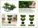 2 Pack Cute Bear Topiary Trees with Cement Weighted Pots Lifelike Green Faux Boxwood Decor for 12640559
