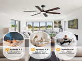 60 Inch Smart Indoor & Outdoor Ceiling Fan with Dimmable LED Light, 6Speed Quiet Reversible DC W3816P585802