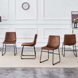 A set of 4 Retro Brown Suede Chairs ,Comfortable Bar Stools, Suitable for Industrial and Vintage W3226P279060