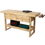 60in Workbench with 4 Drawers Wooden Workbench for Garage Workshop and Home W46594606