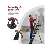 5-step ladder, foldable step stool with tool tray and wide non slip pedals, sturdy steel ladder, W2717P257603