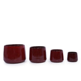Handmade Ceramic Flower Pot Set of 4, 7/9/11/14 Inch Diameter, Deep Red Speckled Glaze for All W3273P321581