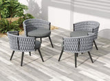 Outdoor Dining Chair-Metal & Rope with Light Gray Cushion Patio Furniture,Weather-Resistant Patio N770P290585G