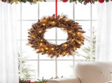 24" Pre-Lit Christmas Wreath - 35 Warm White LEDs6 Pine Cones, 105 Branch Tips 32688363