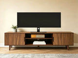 Fluted TV Stands for Living Room, 54.3" Mid Century Modern Entertainment Center, TV Console with W3204P469395