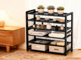26.8*9.84*35.4in 6-Tier Flat Bamboo Shoe Rack, Black 03654485