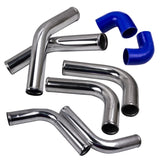 ZNTS 2.5" Universal Aluminum Intercooler Turbo Piping Pipe Kit+ Silicone Hose + Clamps 19074328