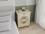 Hollow-Carved 3 Drawer Cabinet Dresser Storage Chest with Metal Handles For Living Room Bedroom W688P223042