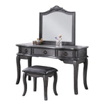Contemporary Grey Finish Vanity Set w Stool Retro Style Drawers cabriole-tapered legs Mirror w B011113310