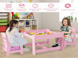 2-in-1 Kids Activity Table and Chairs Set, Double-Sided Whiteboard & Blackboard, with Hidden 49993944