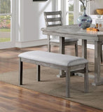 ZNTS Gray Color Dining Bench Padded Seat 1pc Bench Kitchen Dining Room Wire-Brushed Finish B011P246318