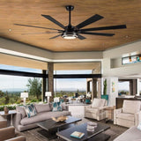 ZNTS 72" Integrated LED Matte Black Large Smart Ceiling Fan with Remote Control W1367139019