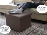 Faux Linen Folding Storage Ottoman Cube in Espresso 19898814