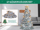 7 FT Snow Flocked Pre-lit Artificial Pop Up Christmas Tree with 170 Warm Lights and Golden Ornaments 87015416
