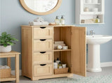 Natural wood color, MDF with melamine veneer, 56*30*80cm, 4 drawers, 1 door, bathroom vanity 73377159