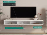 Floating TV Stand,Wall Mounted TV Shelf with Led Lights & Power Outlet,Fluted TV Cabinet for tv W1321P462640